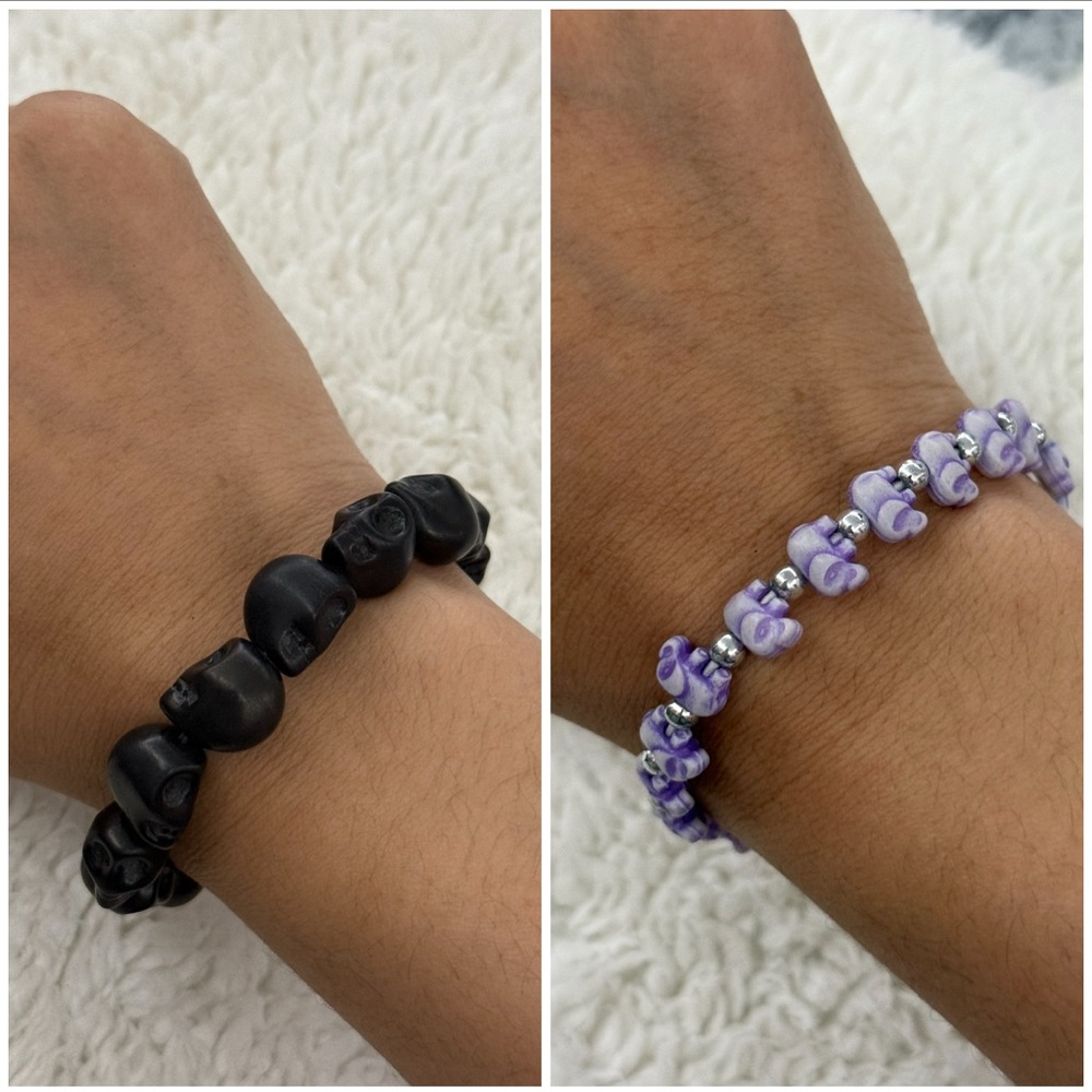Black Skulls & Purple Elephant Bracelets